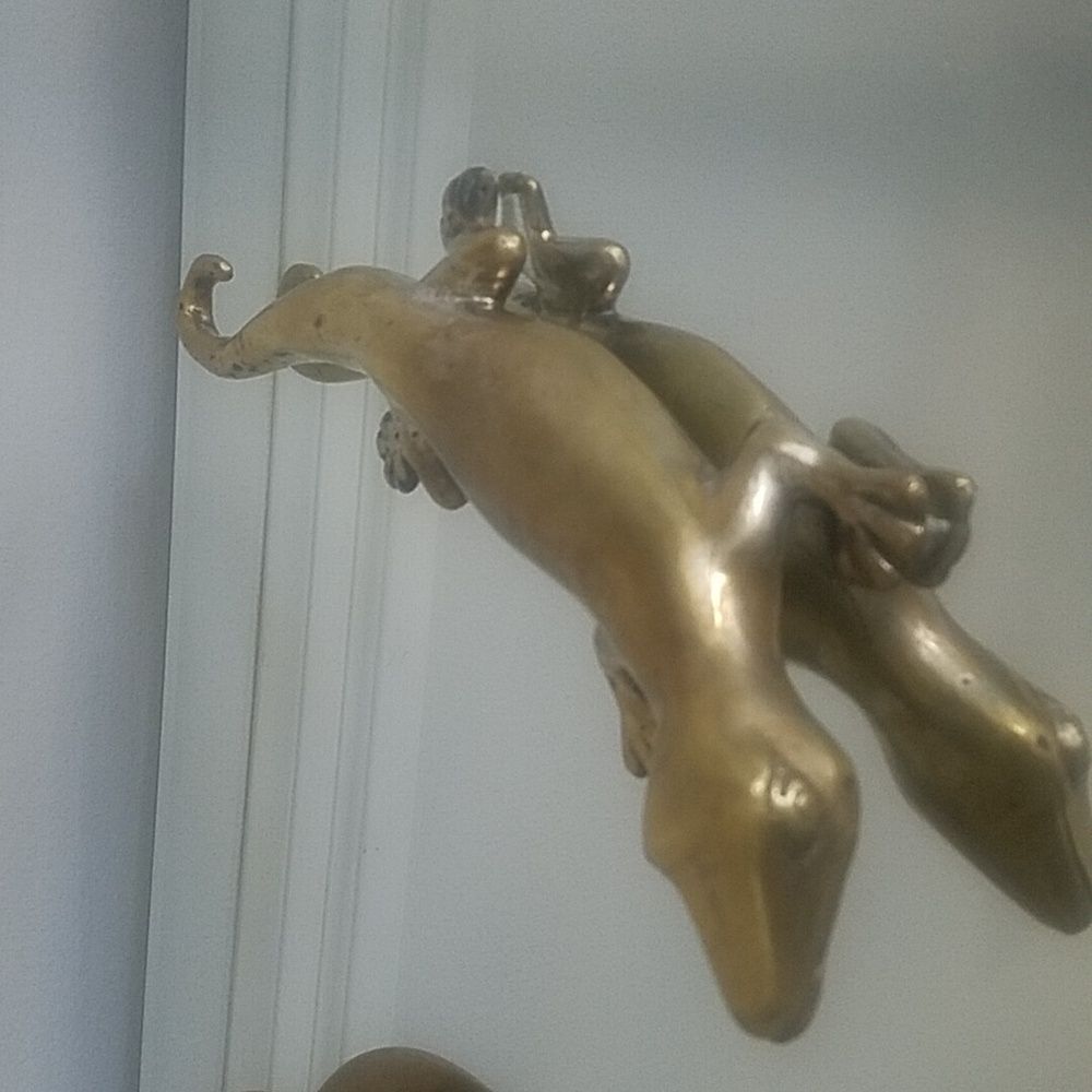 Vintage Metal Brass Silver Toned Lizard Statue - Picture 6 of 7